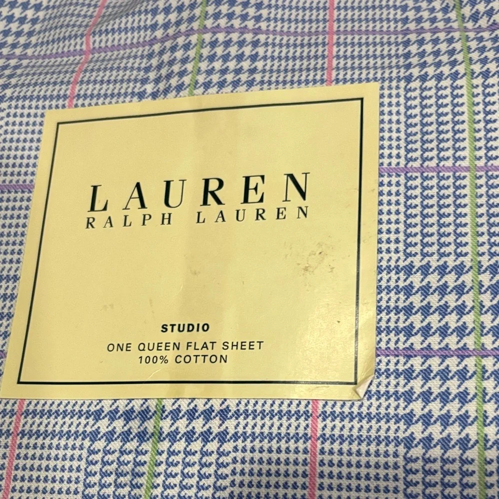 Sheet flat queen size Ralph Lauren Home new for 60 X80” mattress cotton Studio